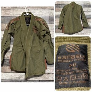 Sanabul BJJ Gi Jacket Top Only A0 Green Brown Brazilian Jiu Jitsu MMA Uniform